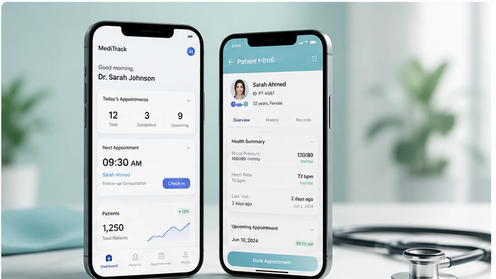 MediTrack patient management mobile app