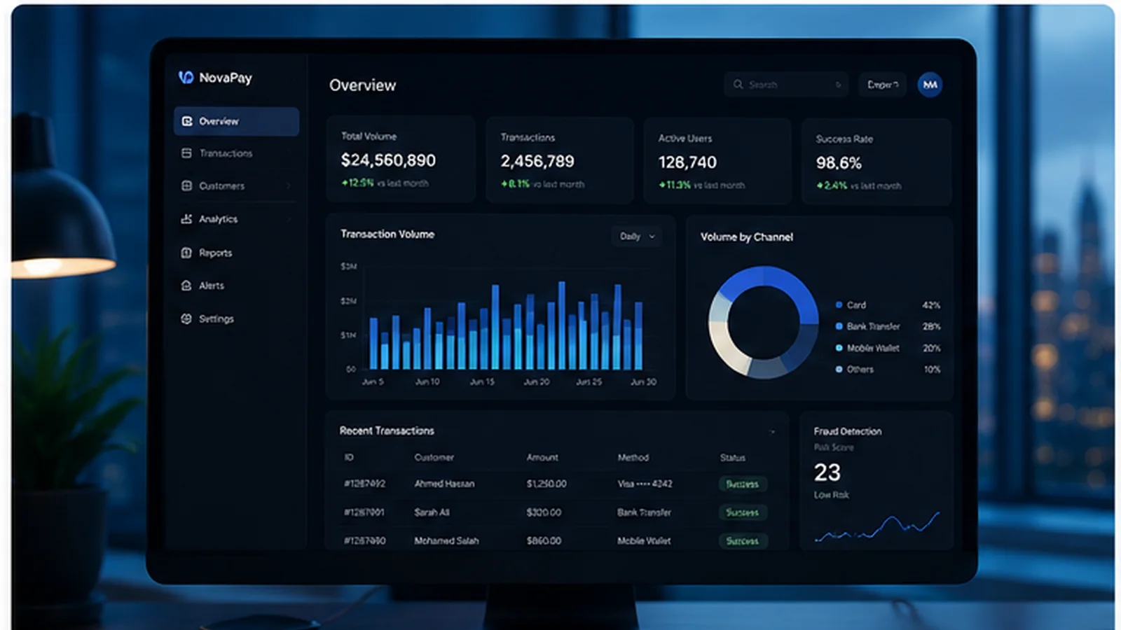 NovaPay real-time fintech dashboard